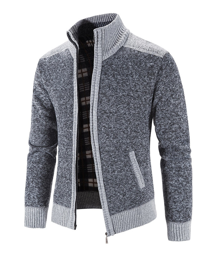 Knitted Slim Fit Stand Collar Thick Warm Cardigan - dealod